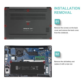 TREE.NB battery label with part numbers for easy replacement on Dell Latitude