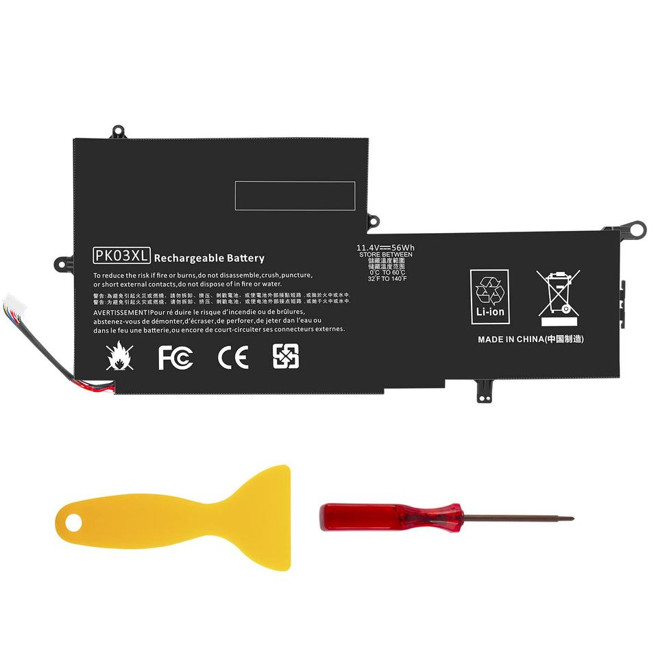 TREE.NB battery for HP PK03XL front view showing compact design for longer unplugged use