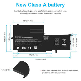 TREE.NB battery for HP PK03XL side ports close-up with easy replacement connectors