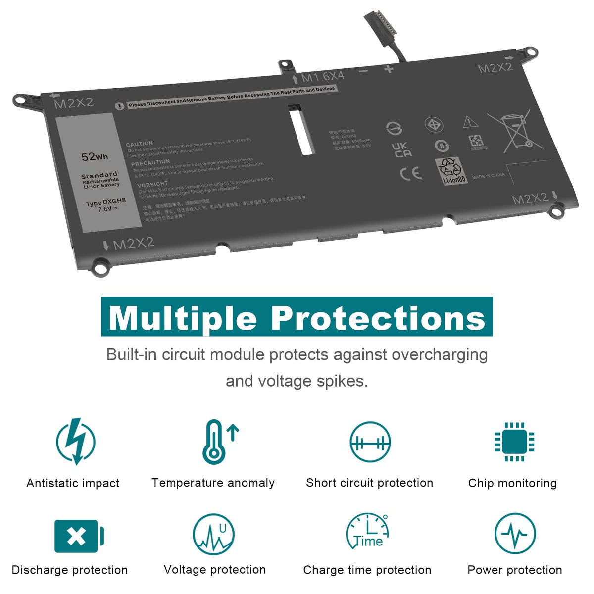 TREE.NB DXGH8 52Wh battery label, long-lasting energy for daily use