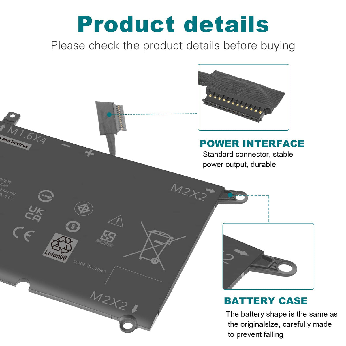 TREE.NB DXGH8 battery with free screwdrivers, easy installation support
