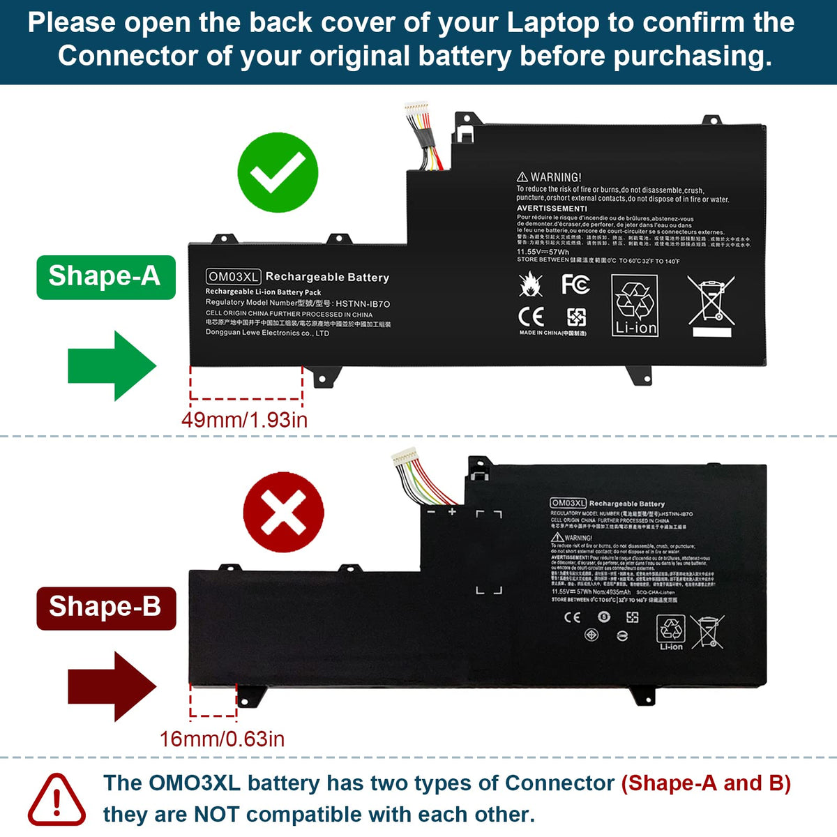 TREE.NB EliteBook 1030 G2 battery side connection showing plug compatibility