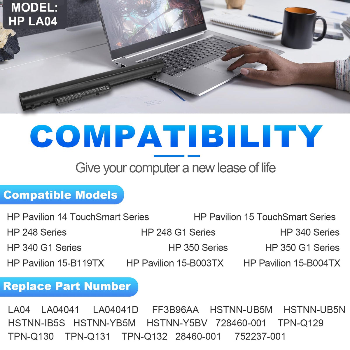 Tree.NB HP Pavilion 14/15 battery supports long-lasting notebook use in daily tasks.