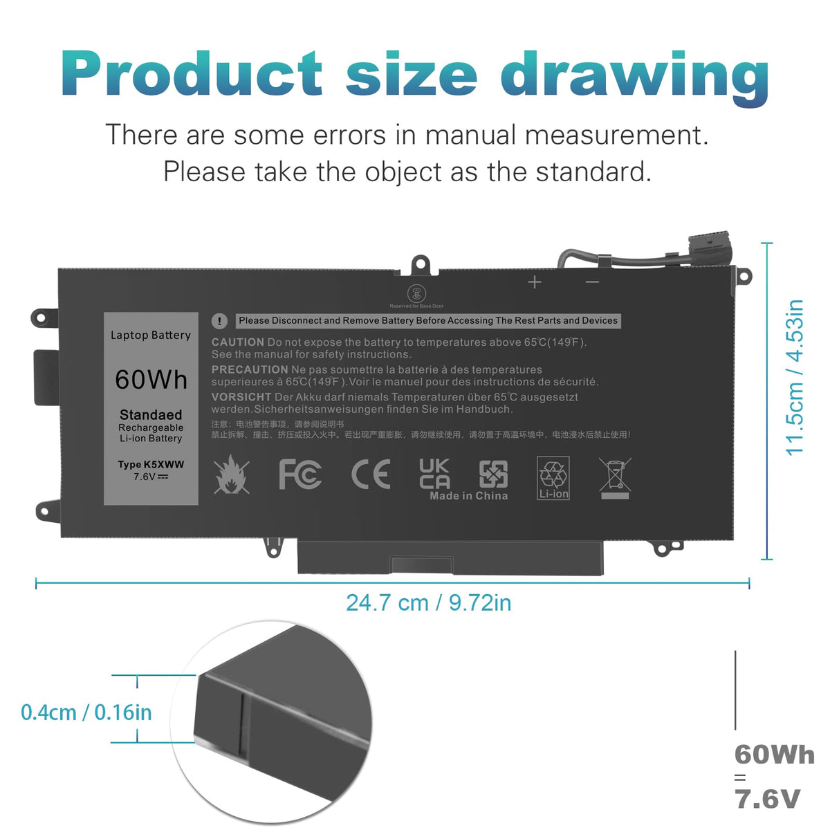 TREE.NB K5XWW battery for Latitude 7389 provides dependable replacement