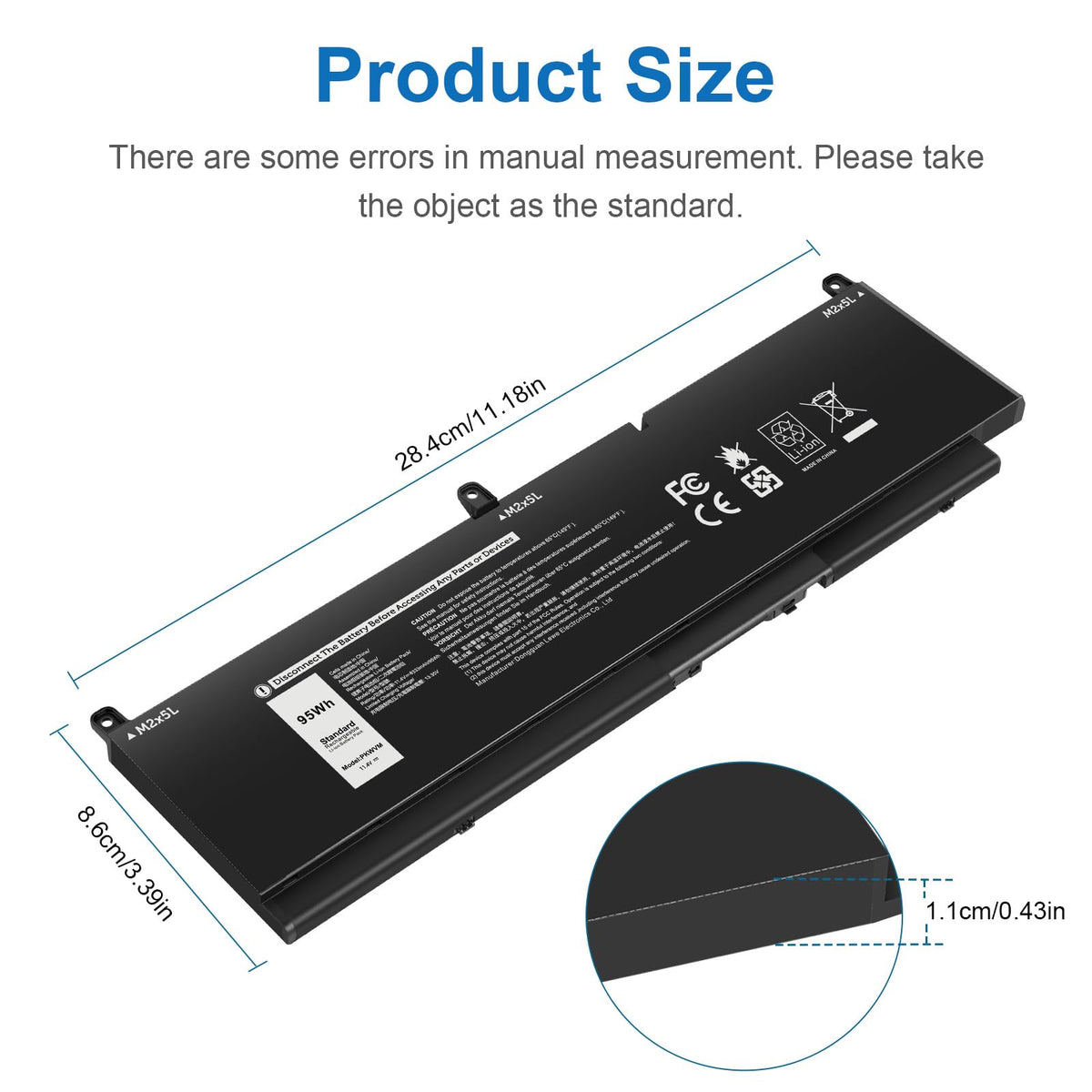 TREE.NB PKWVM battery for Dell Precision 7550, side view, reliable runtime
