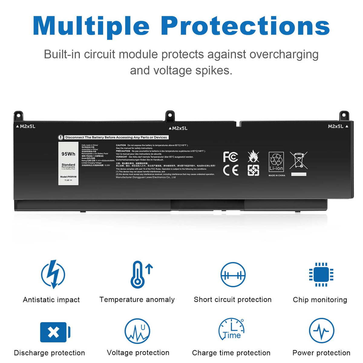 TREE.NB PKWVM battery for Dell Precision 7750, back view, fast-charge potential