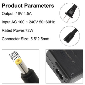 TREE.NB power brick label showing 16V 4.5A specs for safe matching
