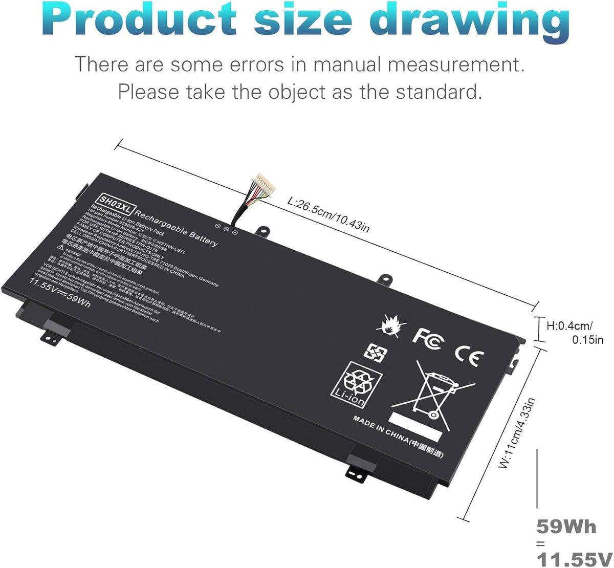 TREE.NB spare battery for HP Spectre x360 13-w0xx, compact design for all-day use.