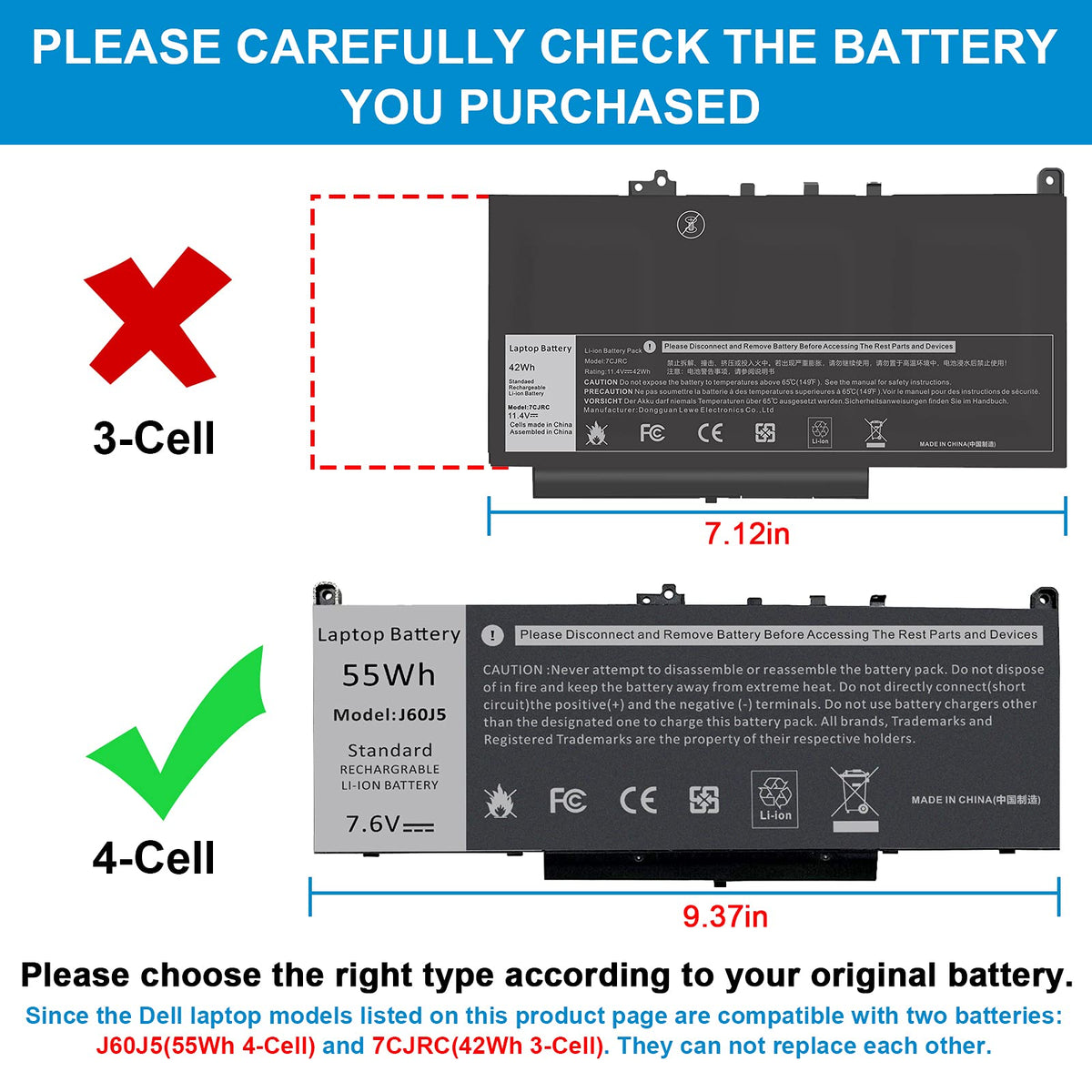 TREE.NB top label closeup with J60J5 specs indicating correct voltage and capacity