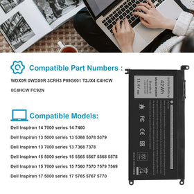 In-laptop install photo shows battery secured inside Dell Inspiron.
