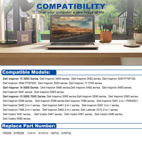 TREE.NB YRDD6 1VX1H battery compatible with Dell Inspiron 14/15 lines