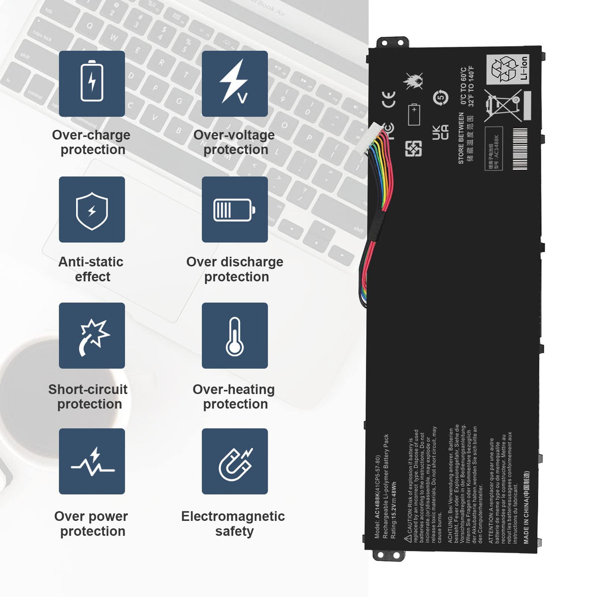 TREE.NB battery next to ruler to show dimensions and verify fit for your laptop