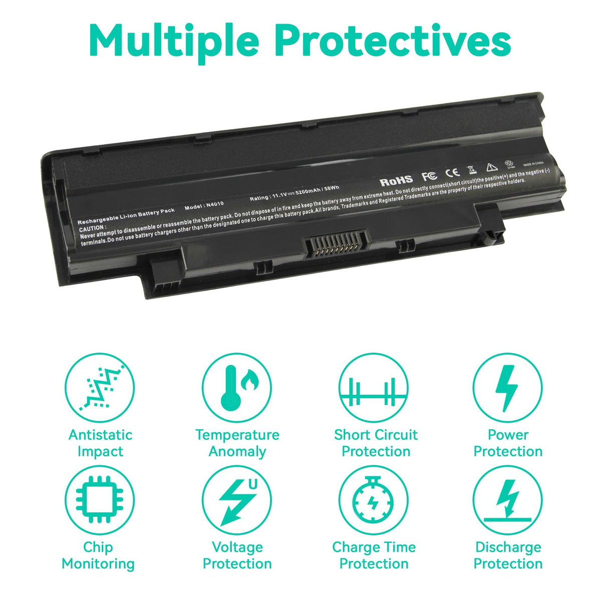TREE.NB J1KND battery label shows model compatibility and safety certifications.