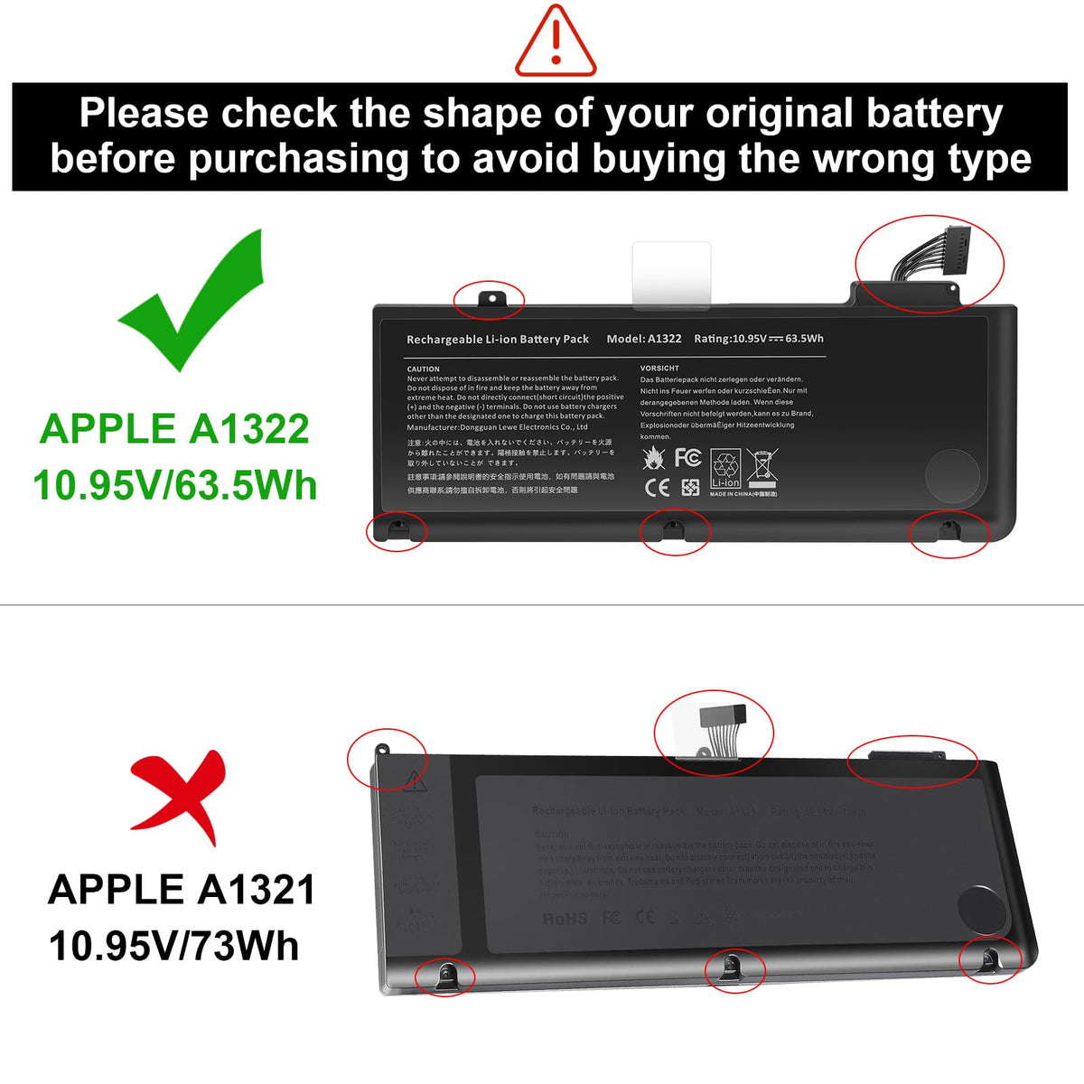 TREE.NB label close-up with voltage, capacity, and compatibility details