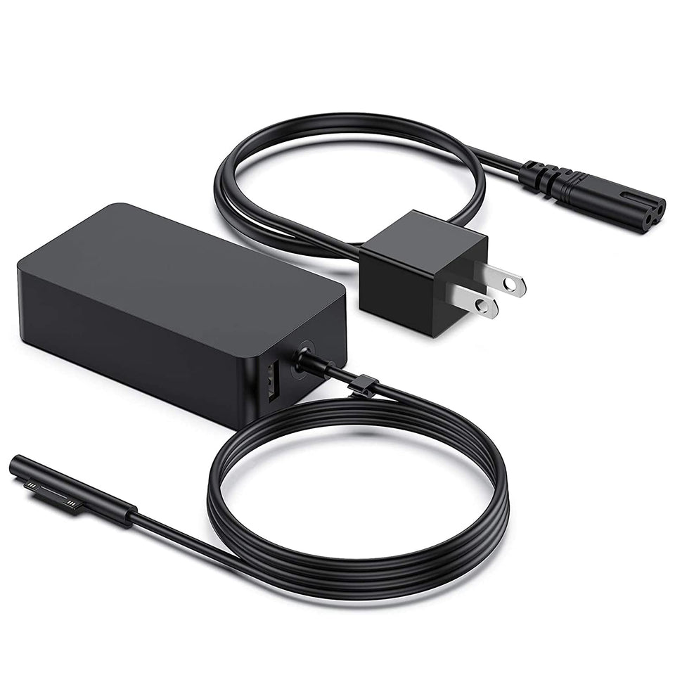 TREE.NB Surface Pro charger front view highlights compact design for desk charging.