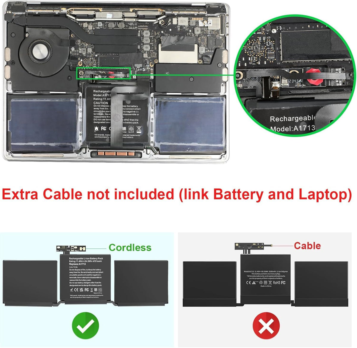TREE.NB battery connector close-up displaying secure fit and reliable contact