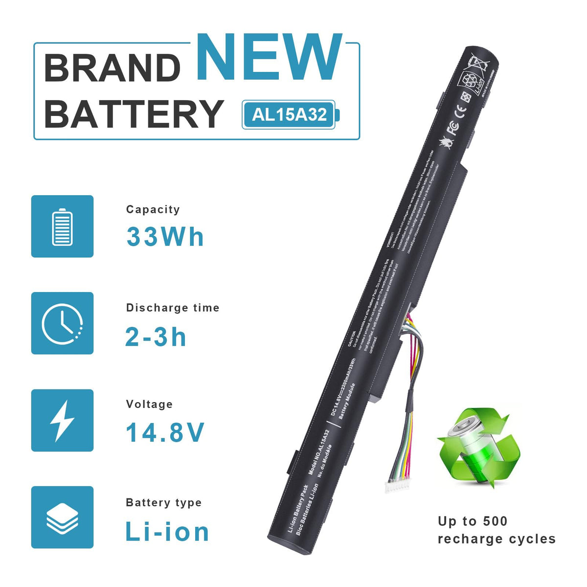 TREE.NB AL15A32 battery for Acer Aspire E5-573G supports extended use between charges.