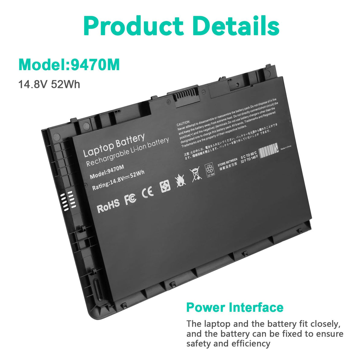 TREE.NB BT04XL laptop battery for HP EliteBook Folio 9480M supports uninterrupted workflow in busy environments.