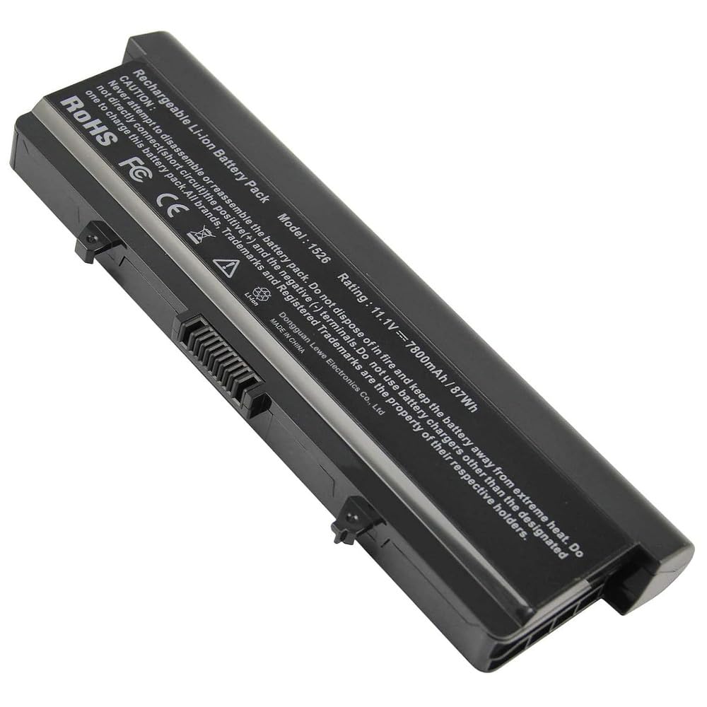 TREE.NB high-capacity battery for Dell Inspiron 1525, front view, longer unplugged runtime.