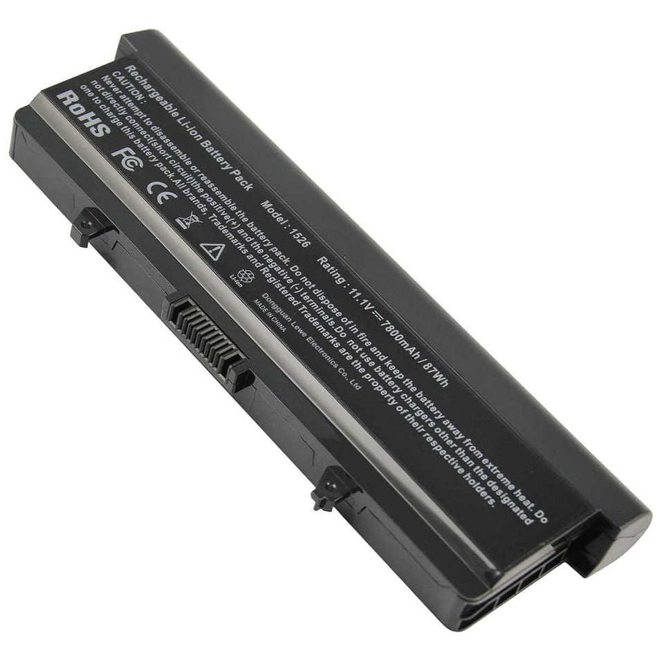 TREE.NB high-capacity battery for Dell Inspiron 1525, front view, longer unplugged runtime.
