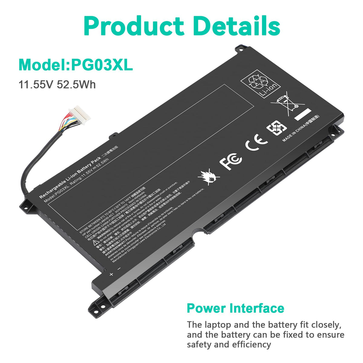 TREE.NB PG03XL battery back with safety-grade contacts