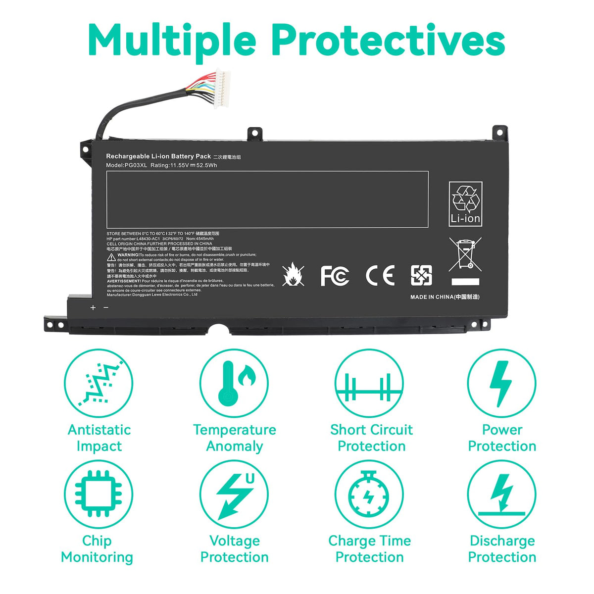 TREE.NB PG03XL battery front label indicating model and specs