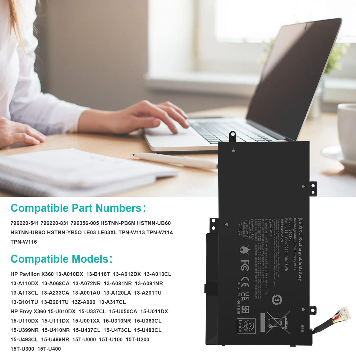 TREE.NB spare battery for HP 15-w110nr – extended use between charges