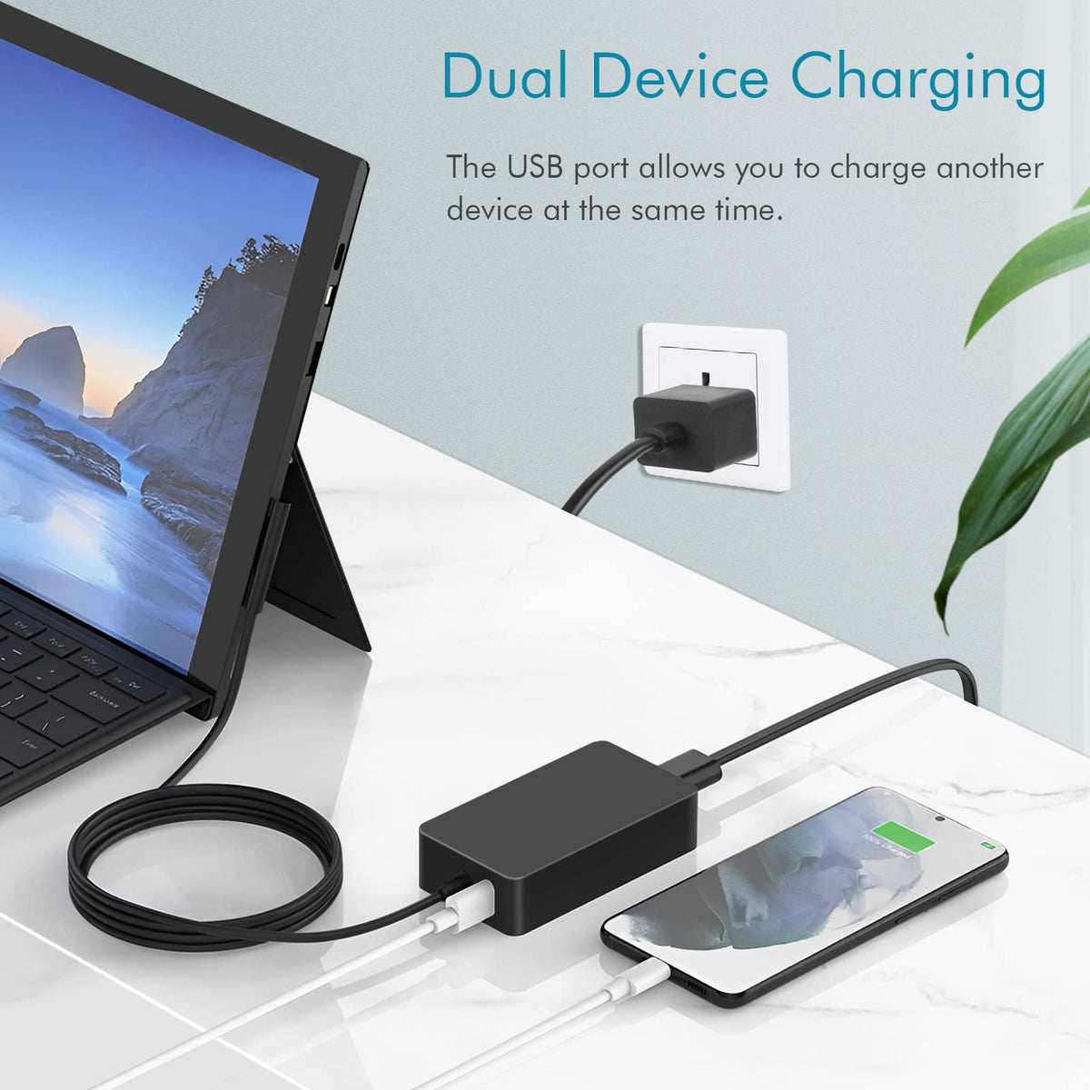 TREE.NB Surface Pro 65W charger travel-ready, compact and versatile.