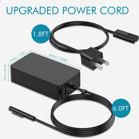 TREE.NB Surface Pro Charger with USB port charges phone simultaneously.