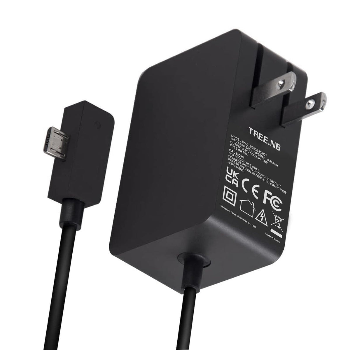 TREE.NB Surface 3 charger back view with cable entry and plug