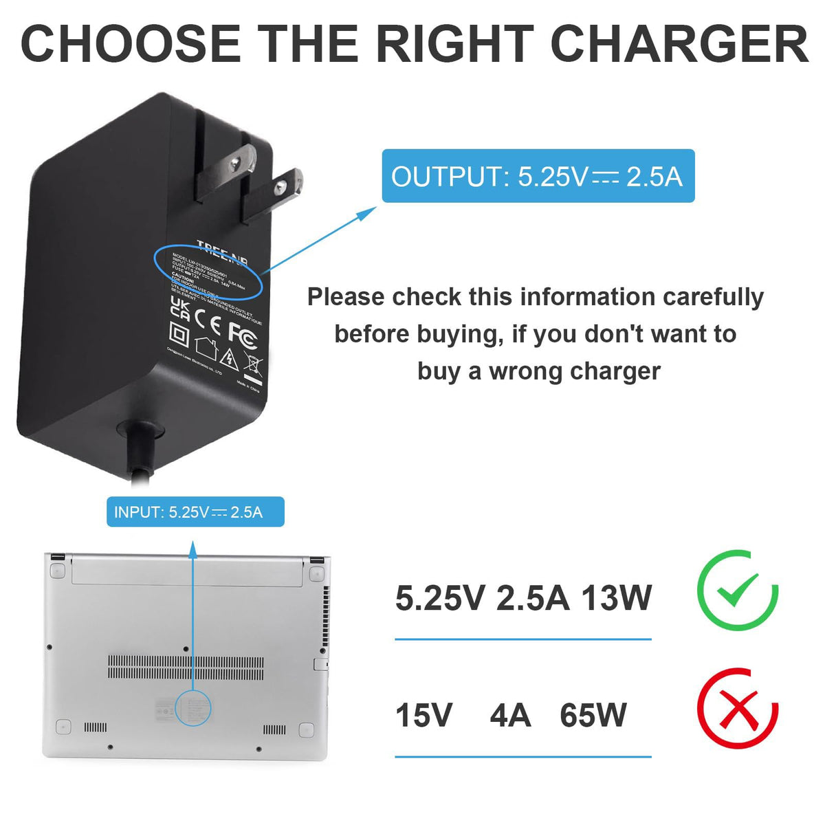 TREE.NB Surface 3 charger packaging with product details