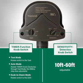 Treewell 2Pack rotatable sensor head for precise aiming and mounting flexibility.