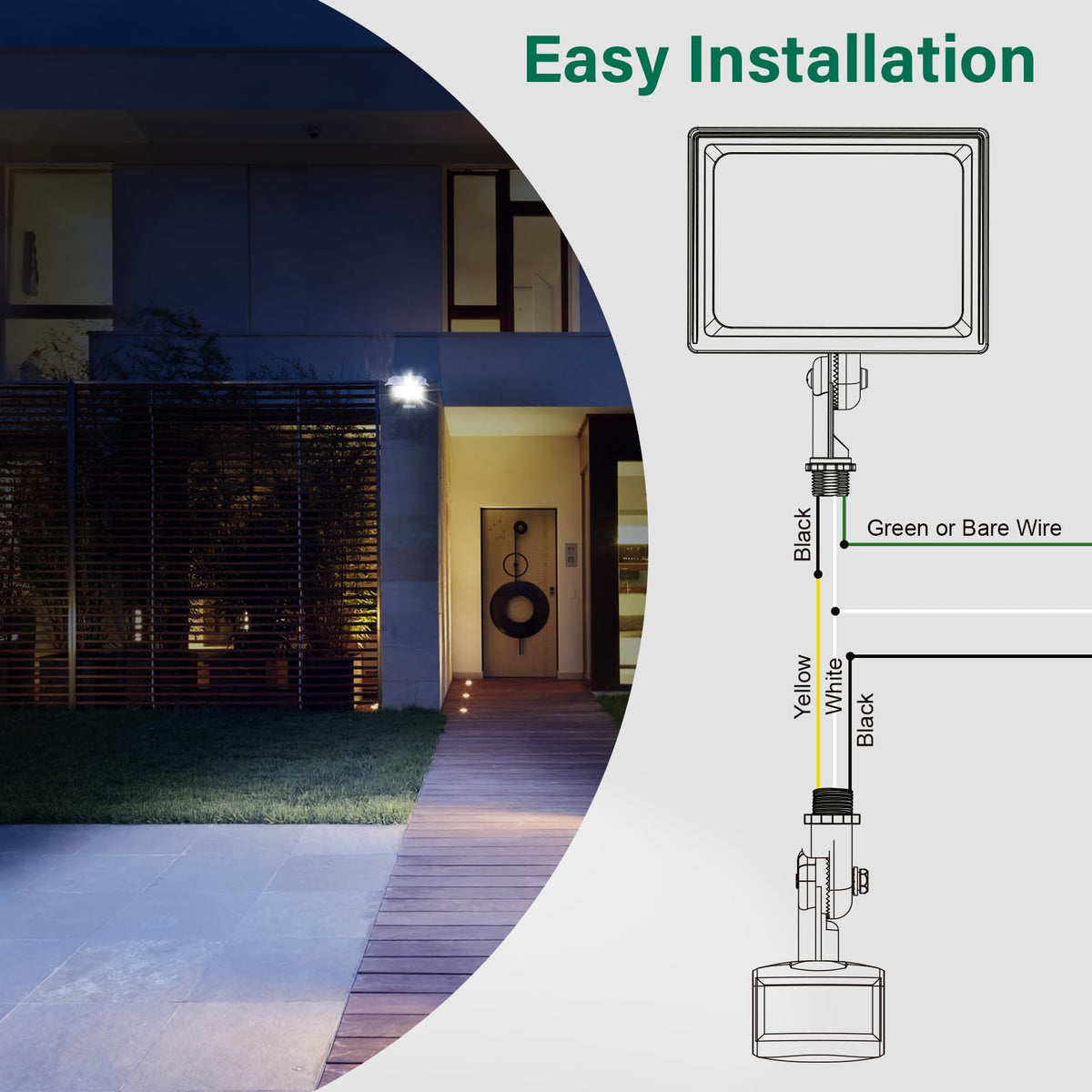 treewell night time activated floodlight demonstrating motion-triggered illumination benefit