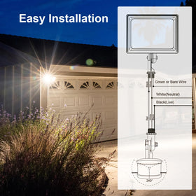TREEWELL outdoor security floodlight setup illustrates flexible mounting options.