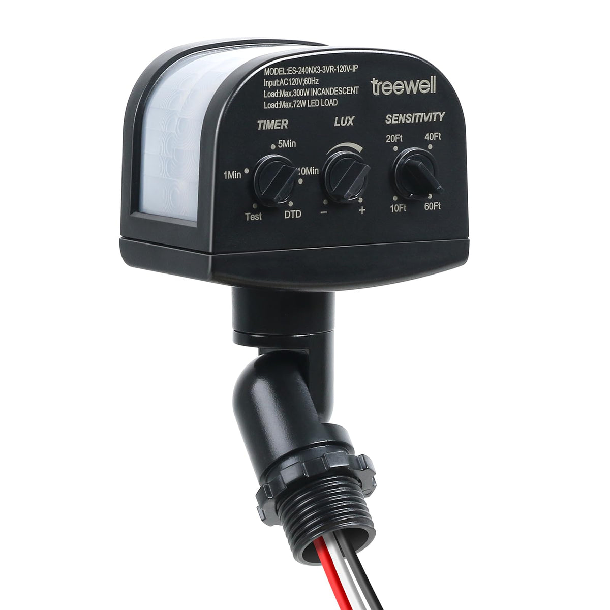 TREEWELL replacement motion sensor front view for outdoor lighting upgrade and easy installation.