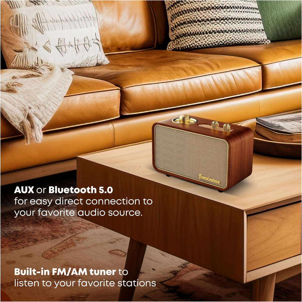 TRENBADER wood grain texture detail highlighting premium wood construction and warmth