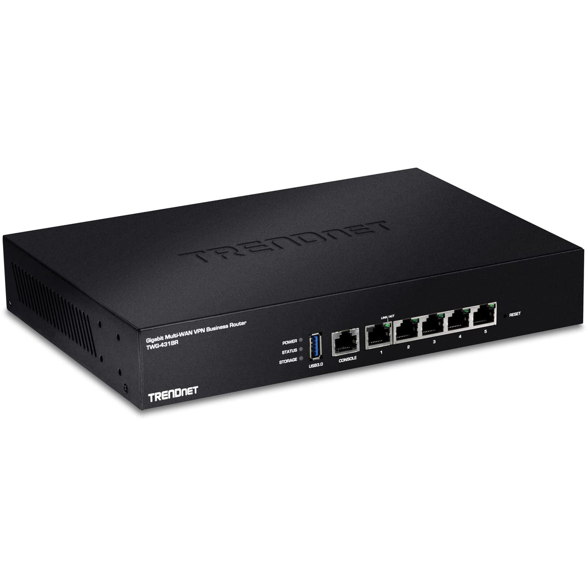 TRENDnet TWG-431BR front panel with five gigabit ports for versatile WAN/LAN setups