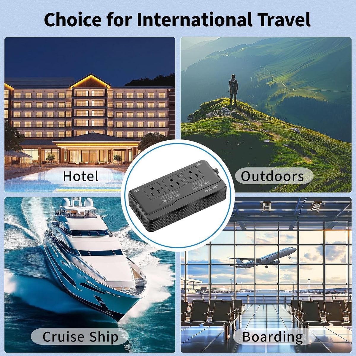 TREVOLTY on hotel nightstand charging devices for travel convenience