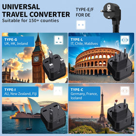 TREVOLTY plug adapters array for EU UK IT AU with convenient travel benefit