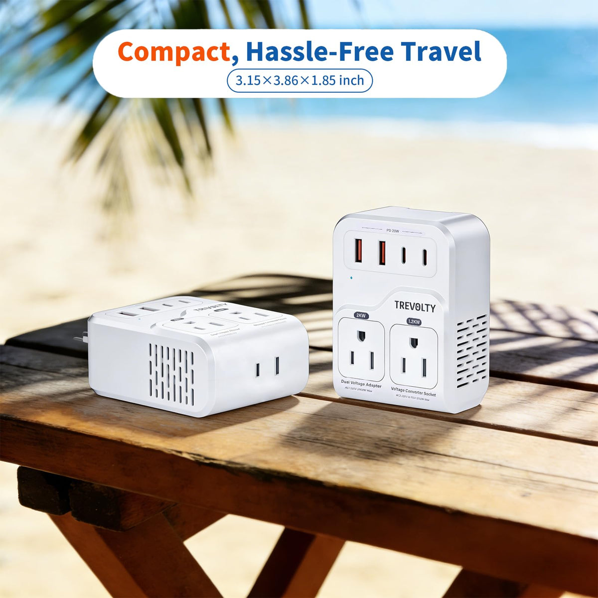 TREVOLTY inside a carry-on with travel essentials for on-the-go power