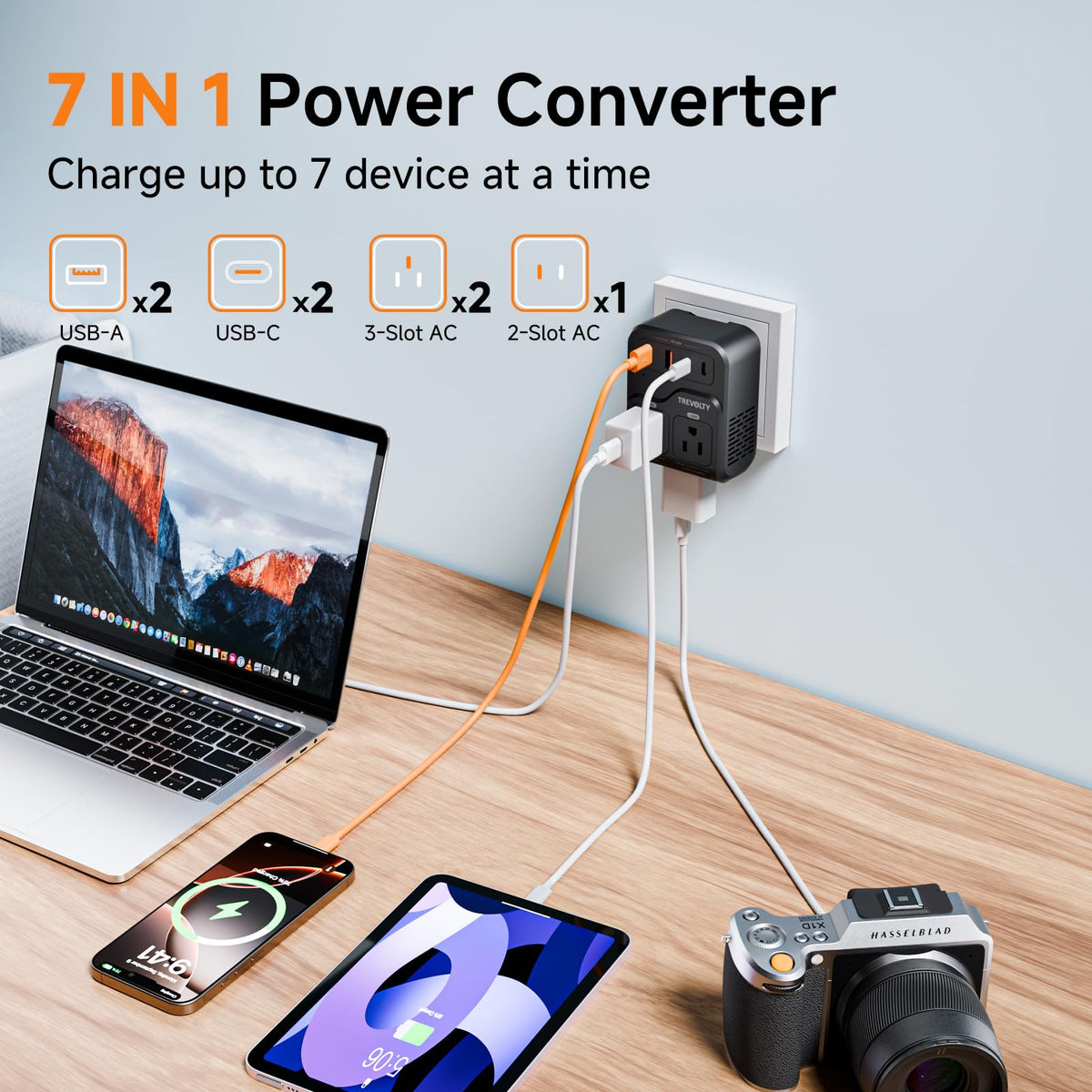 TREVOLTY USB-A and USB-C ports detail enabling PD20W fast charging convenience
