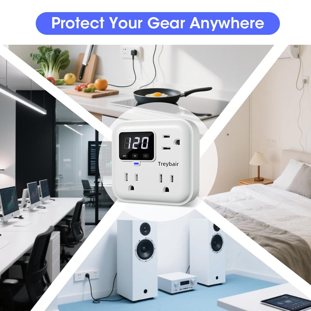 treybair mounted near TV protecting electronics from surges and spikes