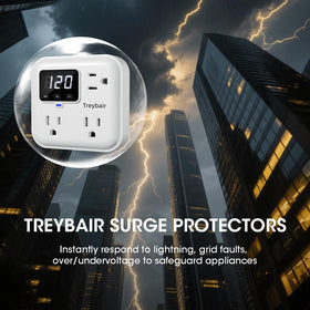 Treybair LED display closeup showing live voltage for quick checks