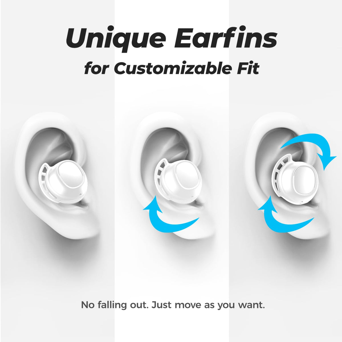 Tribit FlyBuds 3 charging case open with earbuds showing long battery and portability