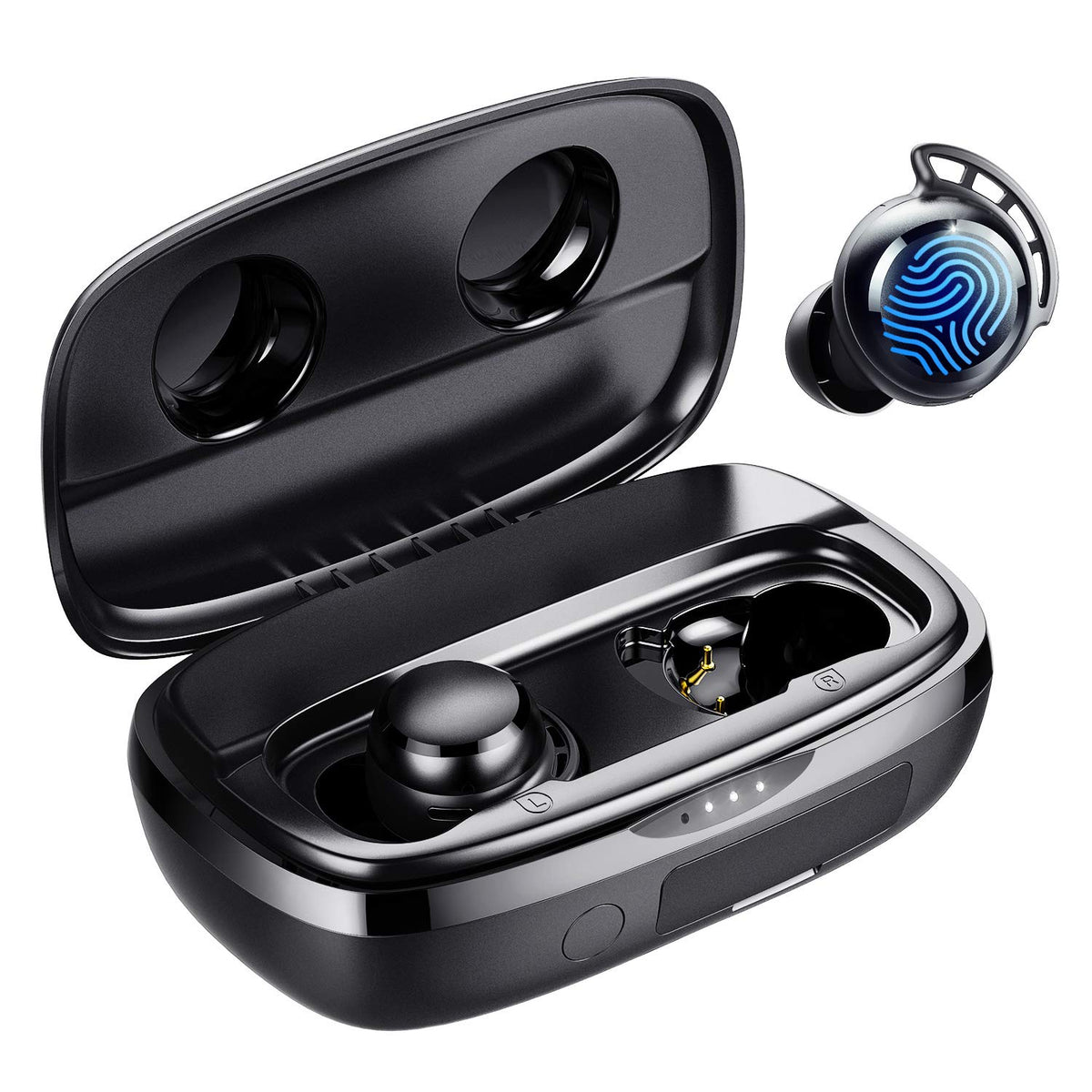 Tribit FlyBuds 3 front packaging highlighting features and battery benefit