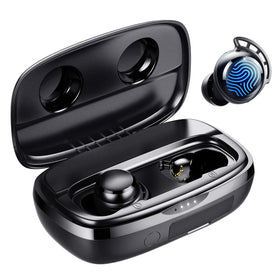 Tribit FlyBuds 3 front packaging highlighting features and battery benefit