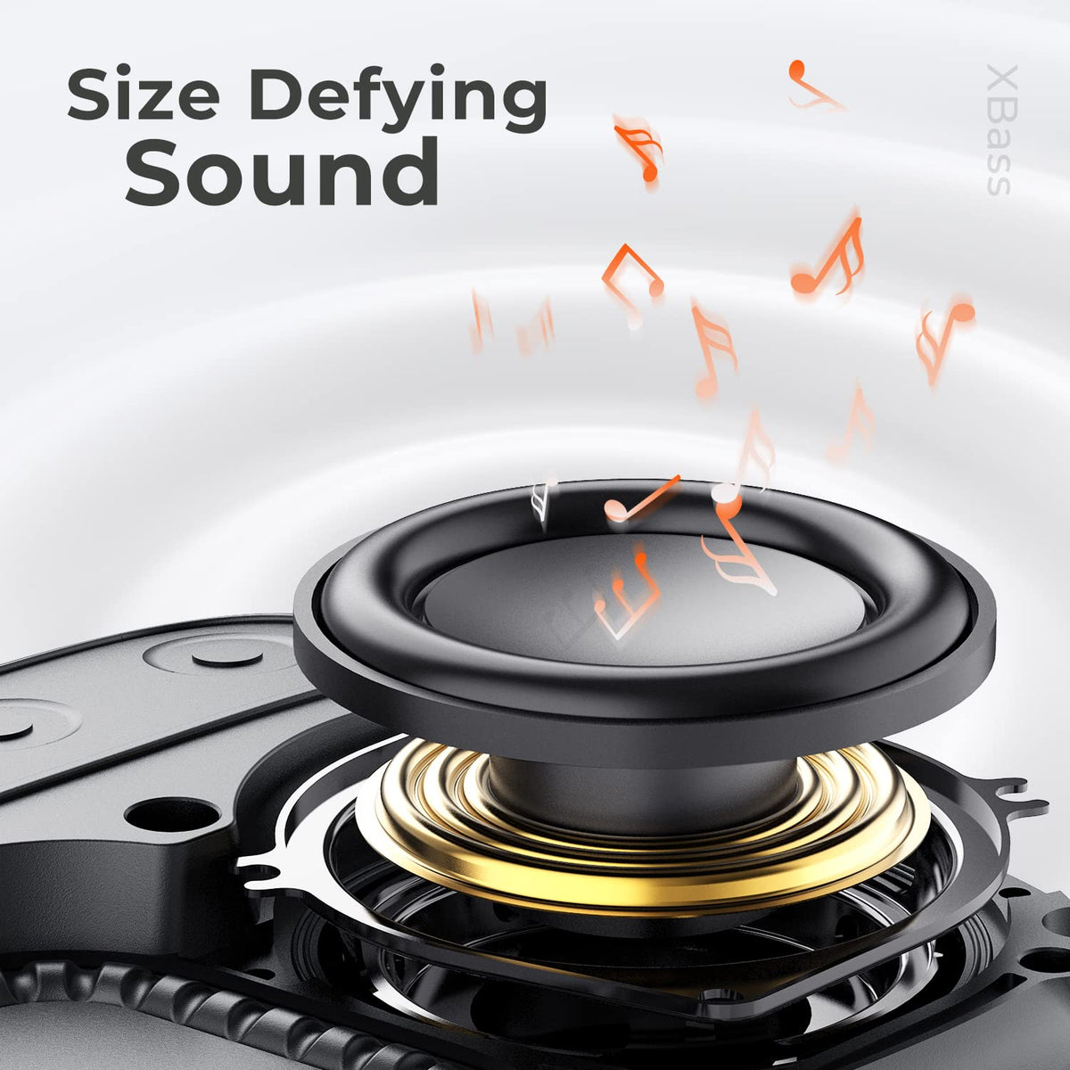 Tribit StormBox Micro 2 driver close-up highlighting speaker driver and bass-enhancing radiators
