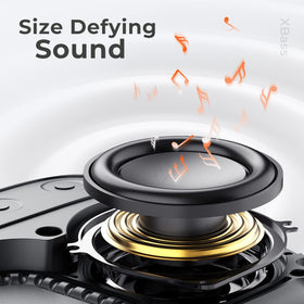 Tribit StormBox Micro 2 driver close-up highlighting speaker driver and bass-enhancing radiators