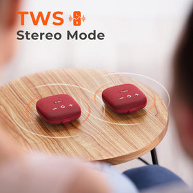 Tribit StormBox Micro 2 label and ports detail showing IP67 protection and charging convenience