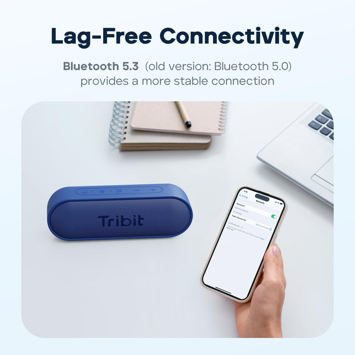 Tribit XSound Go paired stereo setup expanding soundstage